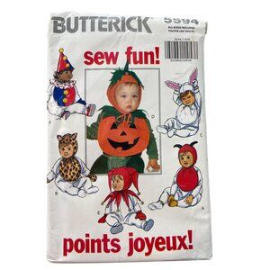 Butterick 5594 Infant Costume Pattern OS Clown Devil Jester Rabbit Kitten UNCUT